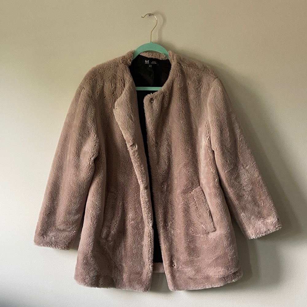 Zara Women's Teddy Jacket - Taupe